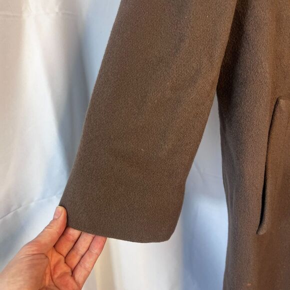 JG Hook Petite Made in USA Brown 100% Pure Wool Trench Coat Size 14P - Picture 4 of 13